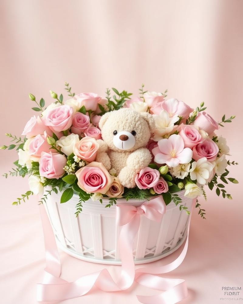 Newborn baby celebration basket